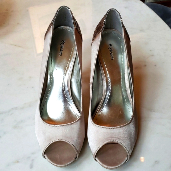 Style & Co Nevaeh peeptoe glitter heels size 8 - Picture 2 of 10